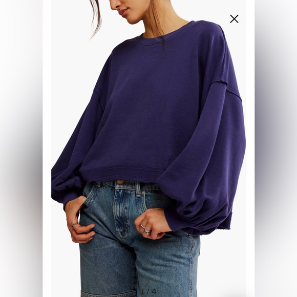 Free People Trish Balloon Sleeve Sweatshirt - Picture 1 of 10